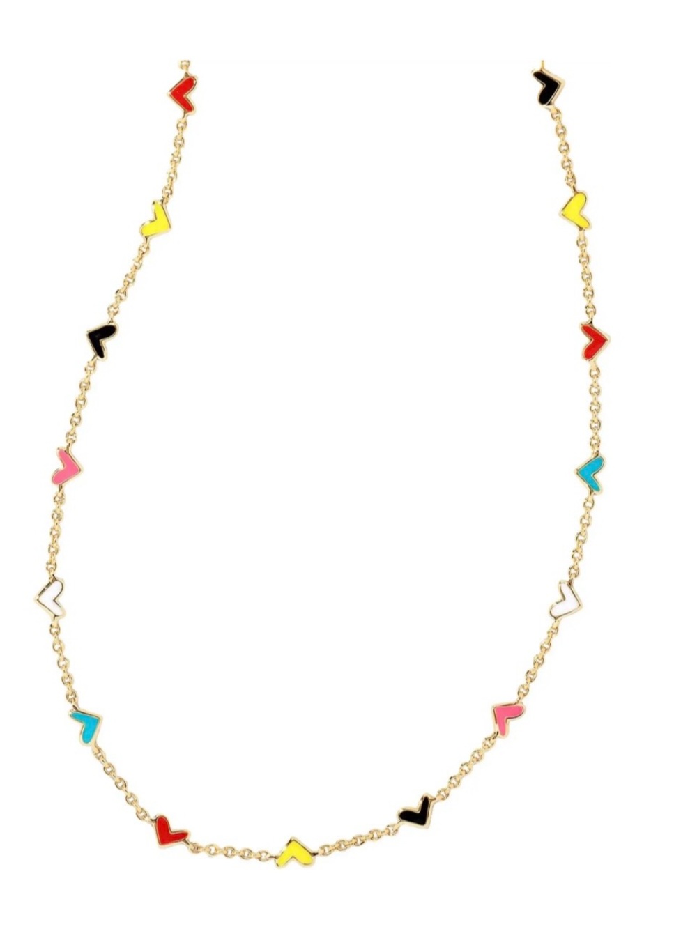 Kendra Scott Gold Multi-Color Enamel Heart Station Necklace